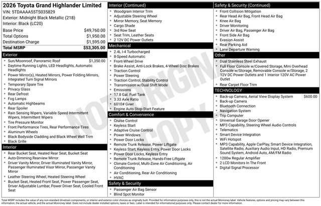 toyota grand highlander 2026 5TDAAAA55TS035829 image toyota grand highlander 2026 5TDAAAA55TS035829 image